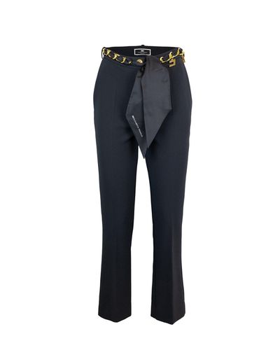 Belted Cropped Trousers - Elisabetta Franchi - Modalova