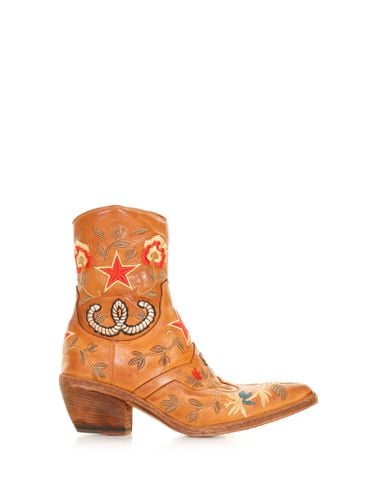 Texan Model Ankle Boot With Embroidery - Fauzian Jeunesse - Modalova