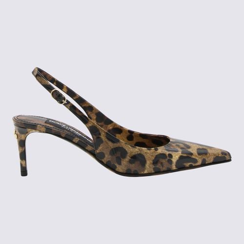 Leopard Print Leather Slingback Pumps - Dolce & Gabbana - Modalova