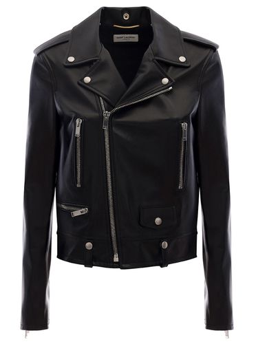 Classic Motorcycle Jacket With Epaulets In Leather Woman - Saint Laurent - Modalova