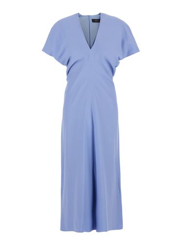 Long Dress With Wide V-neck On The Front In Fabric Woman - Federica Tosi - Modalova