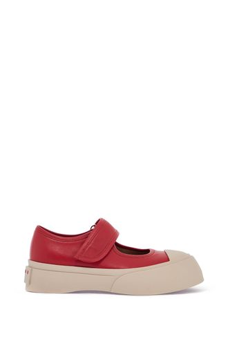 Intense Crimson Calfskin Sneakers With Velcro Closure - Marni - Modalova