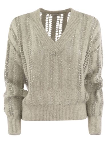 Wool And Mohair V-neck Sweater - Brunello Cucinelli - Modalova