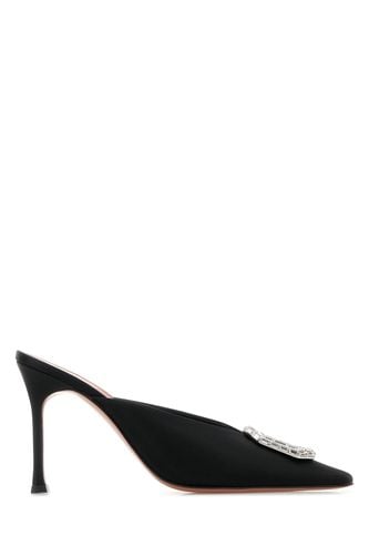 Camelia Mule 90 Satin Black White - Amina Muaddi - Modalova