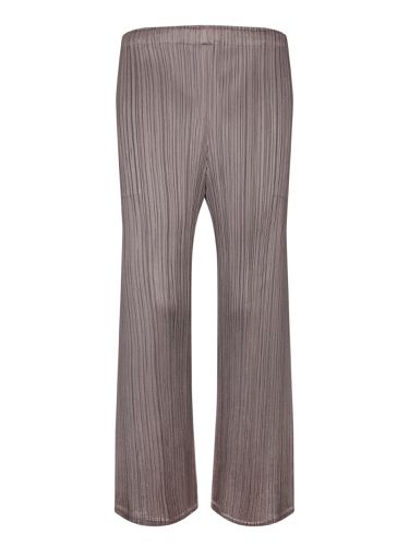 Pleats Please Straight Khaki Trousers - Issey Miyake - Modalova