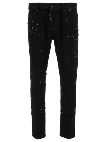 Skater Five-pocket Jeans With Paint Stains In Stretch Cotton Denim Man - Dsquared2 - Modalova