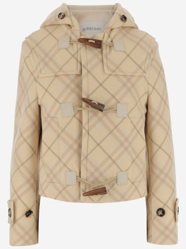 Wool Blend Jacket With Check Pattern - Burberry - Modalova