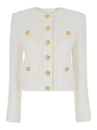 Cropped Jacket With Patch Pockets In Tweed Woman - Balmain - Modalova