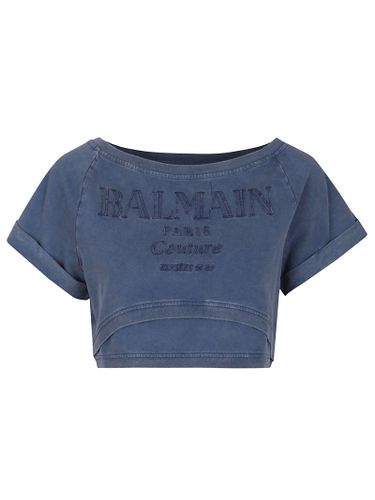 Sl Embroidered Double Collar T-shirt - Balmain - Modalova