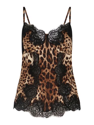 Animalier Silk And Lace Top - Dolce & Gabbana - Modalova