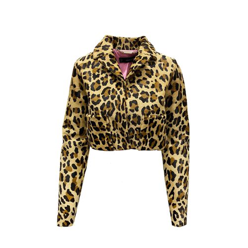 Leopard Calf Hair Cropped Jacket - Dsquared2 - Modalova