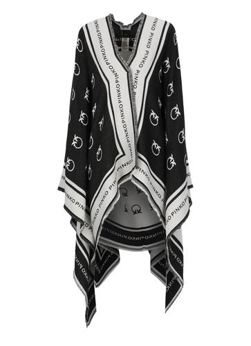 Two-tone Shawl With all-over Print And Striped Hem In Wool Blend - Pinko - Modalova