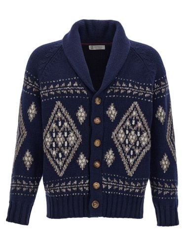 Jacquard Cashmere Cardigan - Brunello Cucinelli - Modalova