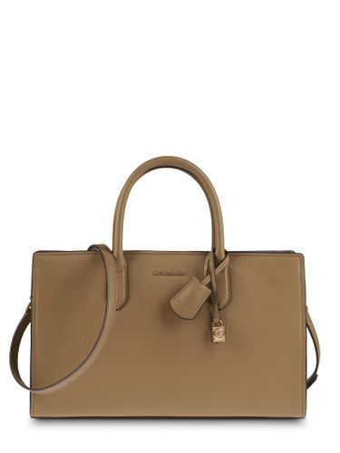 Scarlett Beige Handbag With Logo Lettering On The Front And Hanging Key Fob In Grained Leather Woman - Michael Kors - Modalova