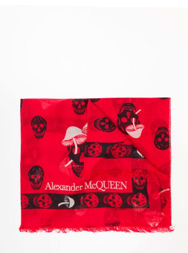 Scarf With Skull And Mushroom Print All-over In Modal Blend - Alexander McQueen - Modalova
