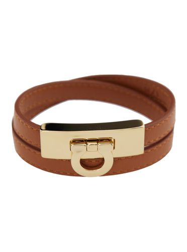 Gancini Double Twist Bracelet In Leather Woman - Ferragamo - Modalova