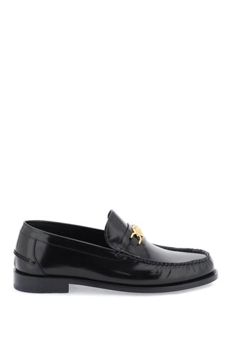 Versace Black Leather Loafers - Versace - Modalova
