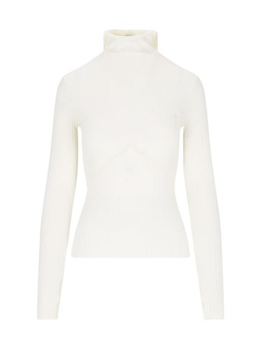 Ribbed Knit Hoodie Sweater - ANDREĀDAMO - Modalova