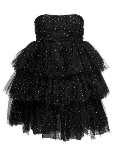 Mini Flounced Dress With All-over Rhinestones Embellishment In Mesh Woman - Rotate by Birger Christensen - Modalova
