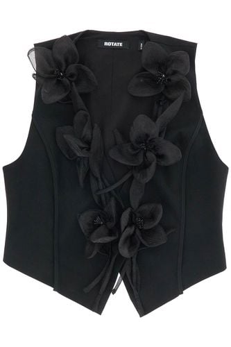 Black Vest In Recycled Fabric With Flowers Without Sleeves - Rotate by Birger Christensen - Modalova