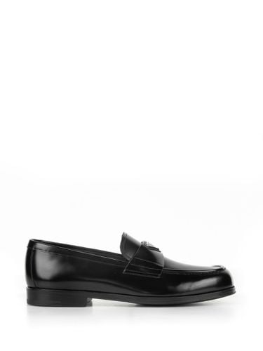 Brushed Leather Loafers With Logo - Prada - Modalova