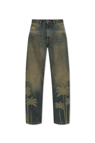 Laser Palm Wide Leg Jeans - Palm Angels - Modalova