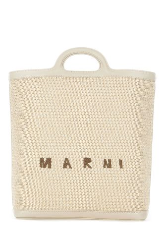 Two-tone Raffia And Leather Tropicalia Shopping Bag - Marni - Modalova