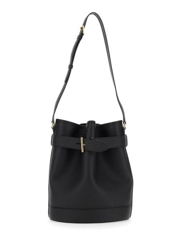 Medium Bucket Bag With Adjustable Shoulder Strap And Buckle Closure In Grained Leather Woman - Tom Ford - Modalova