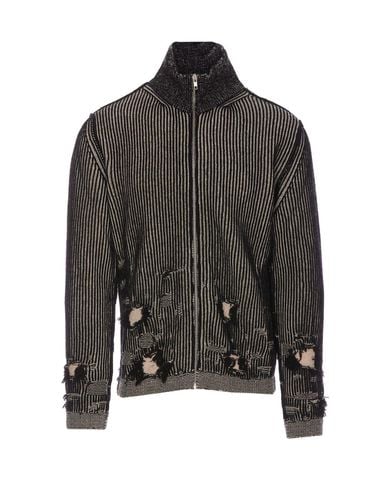 Zipped Distressed 3d-knitted Cardigan - MM6 Maison Margiela - Modalova