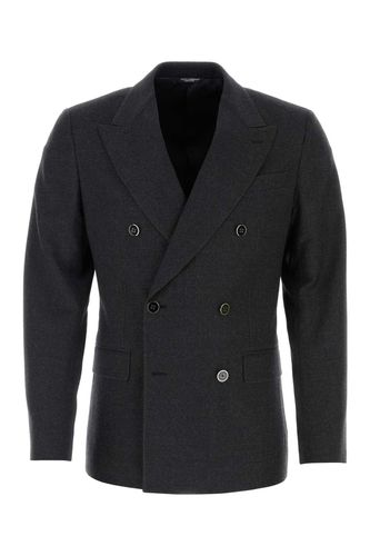 Graphite Stretch Wool Blazer - Dolce & Gabbana - Modalova