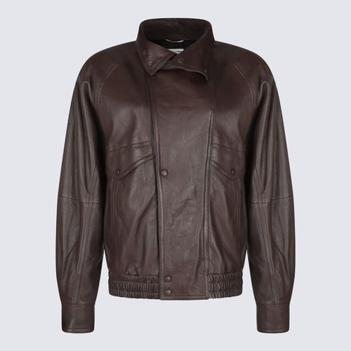 Saint Laurent Brown Leather Jacket - Saint Laurent - Modalova