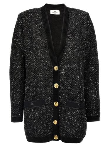 Sequined V-neck Cardigan - Elisabetta Franchi - Modalova