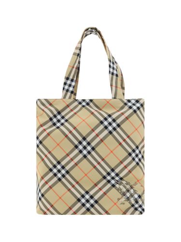 Embroidered Canvas Check Shopping Bag - Burberry - Modalova