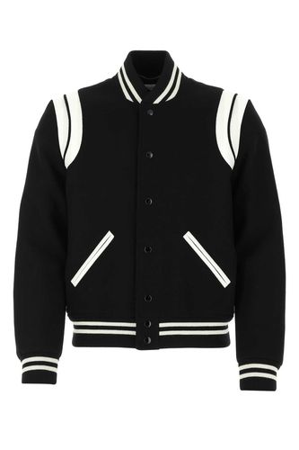 Black Wool Blend Bomber Jacket - Saint Laurent - Modalova