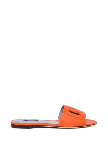 Slide Sandals In Leather With Logo - Dolce & Gabbana - Modalova