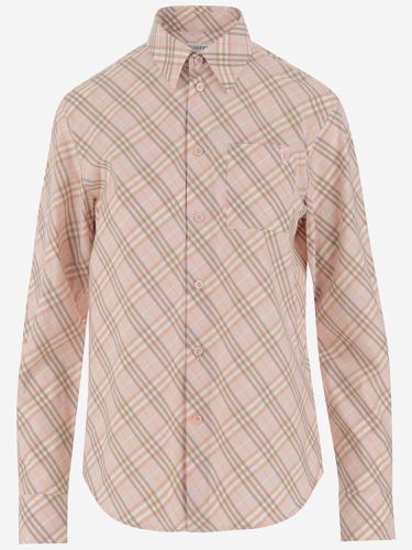 Cotton Shirt With Check Pattern - Burberry - Modalova