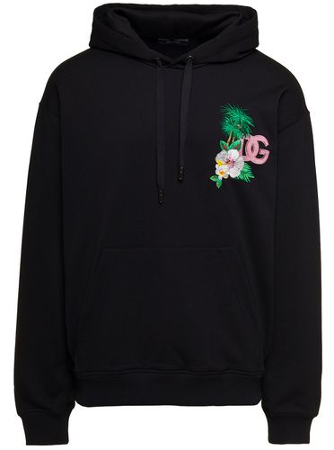 Floral Logo Embroidered Hoodie - Dolce & Gabbana - Modalova