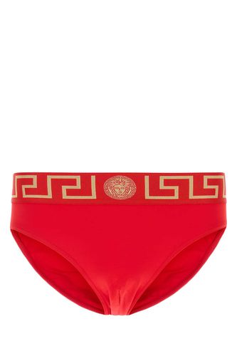 Red Stretch Nylon Swimming Brief - Versace - Modalova