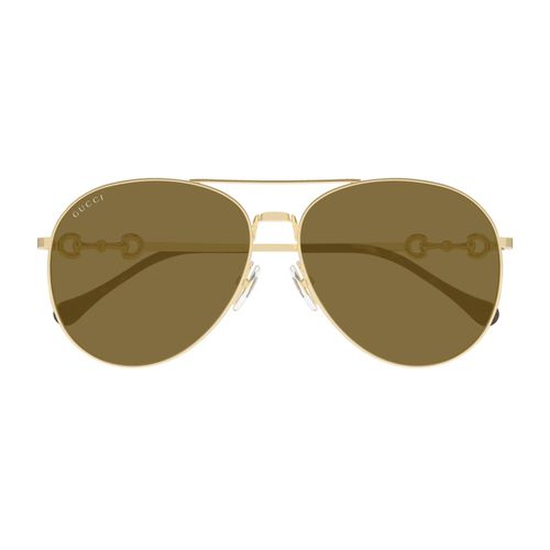 Gucci Gg1698s Linea Horsebit 002 Gold Brown Sunglasses - Gucci Eyewear - Modalova