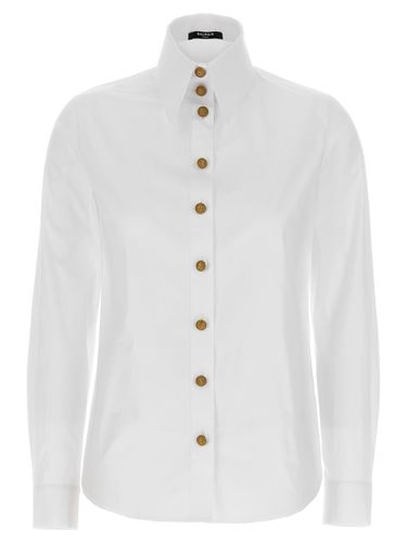Buttoned Cotton Popeline Shirt - Balmain - Modalova
