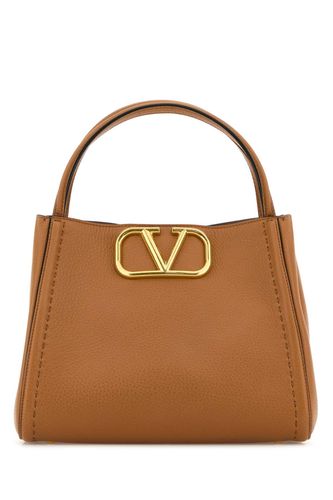 Camel Leather Medium Alltime Handbag - Valentino Garavani - Modalova