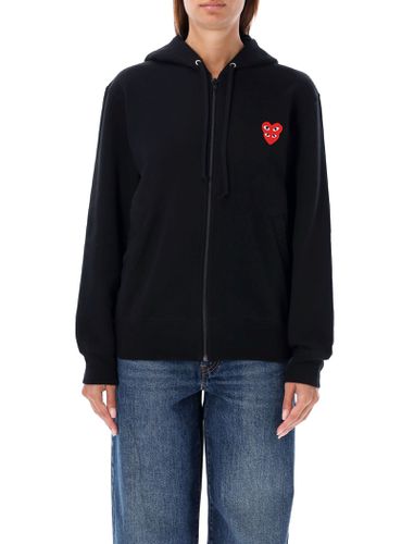 Zipped Hoodie With Double Heart Patch - Comme des Garçons Play - Modalova