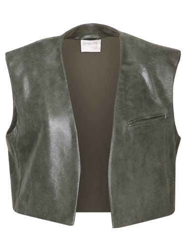 Forte_Forte Olive Lizard Leather Crop Vest - Forte Forte - Modalova