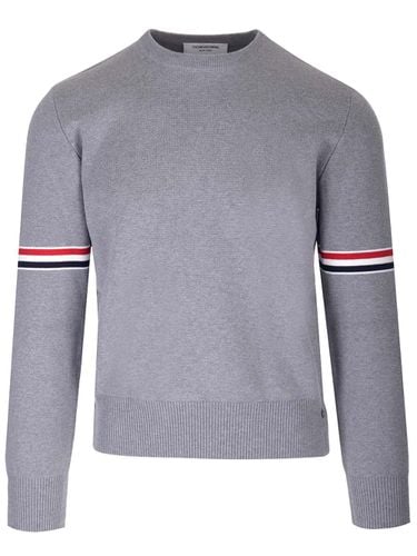 Gray Crewneck Pullover With Stripes - Thom Browne - Modalova