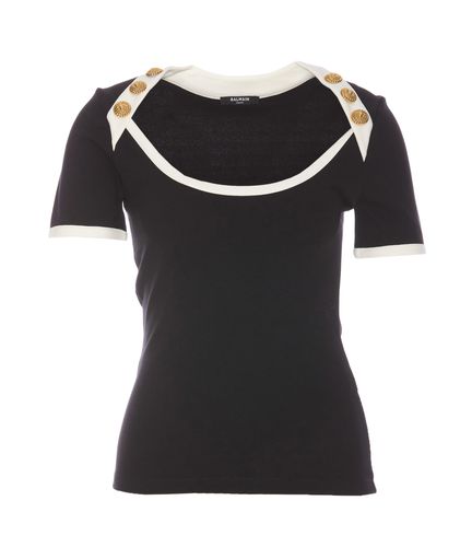 Bicolor T-shirt With Buttons - Balmain - Modalova