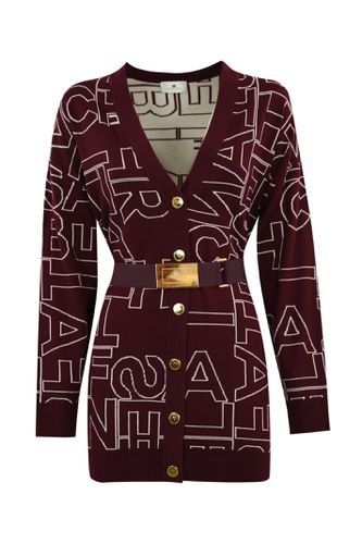 Wool Blend Cardigan With Lettering - Elisabetta Franchi - Modalova