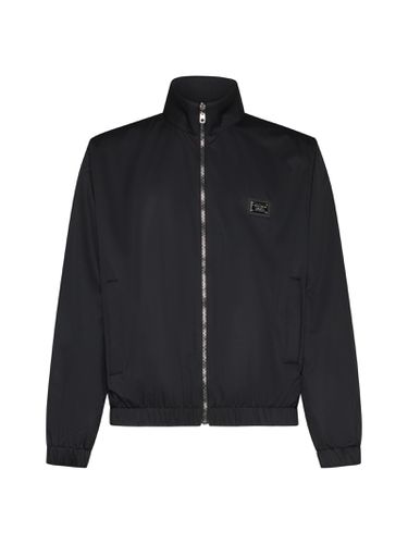 Nylon Bomber Jacket With Logo Plaque - Dolce & Gabbana - Modalova