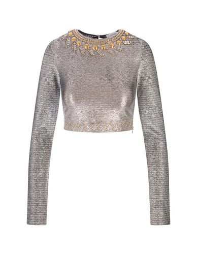 Lame Crop Top With Studs - Paco Rabanne - Modalova