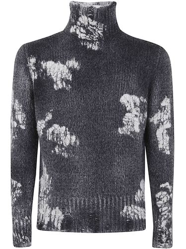 Cracked Effect High Neck Pullover With Destroyed Edges - Avant Toi - Modalova