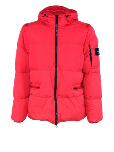 Down Jacket With Logo On The Sleeve - Stone Island - Modalova